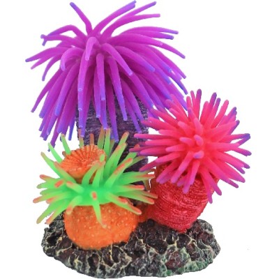 Ornament Siliconen 3x Zeeanemoon met Rots - 8cm