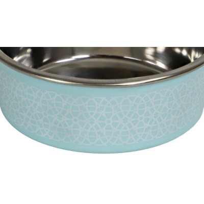 Eet/Drinkbak RVS Sneeuwpatroon Turquoise - 11 cm