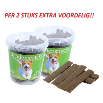 Hondensnack Strips Lam/Rijst - 500 gr