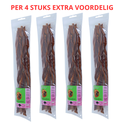 Hondensnack Natuurlijk Varkensspaghetti 35cm - 120 gram