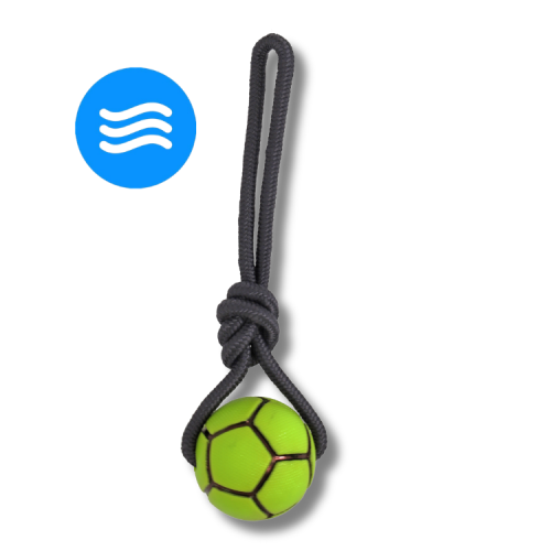 Hondenspeelgoed TPR Voetbal 8cm met Touwlus