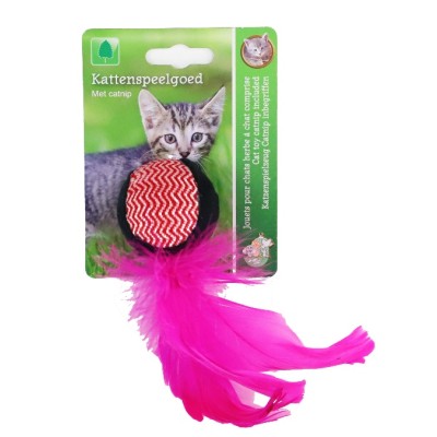 Kattenspeelgoed Rammelbal met Veren - Assorti