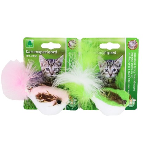 Kattenspeelgoed Tringel Vogel met Veren - Assorti