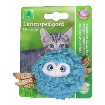 Kattenspeelgoed Uil Schapenwol 10cm - Assorti