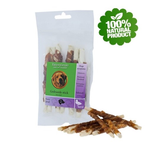 Kauwstick Natuurlijk met Eend - 12cm 6st.