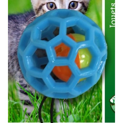 Kattenspeelgoed Bal Rubber met Bel en Veren - 20cm