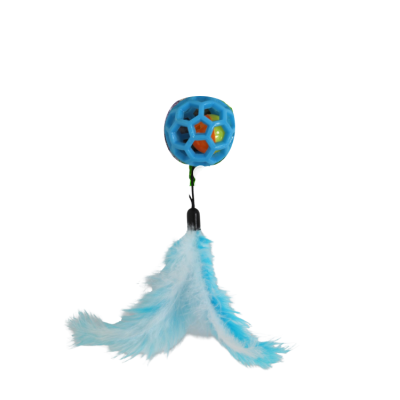 Kattenspeelgoed Bal Rubber met Bel en Veren - 20cm