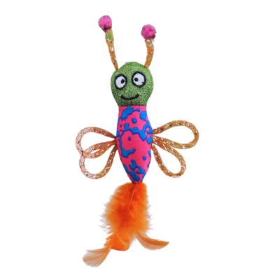 Kattenspeelgoed Glitter Vlinder met Veren 8cm - Assorti