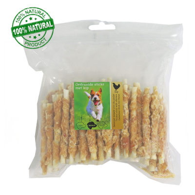 Hondensnack Natuurlijk Sticks 12cm - Kip 1kg
