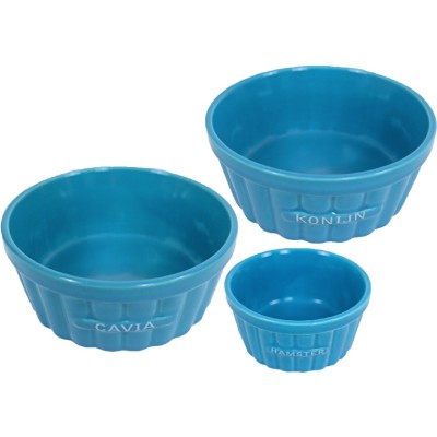 Konijnen Eetbak Steen Ribbel 12 cm - Blauw