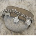 Happy House Armband Leer Small - Taupe