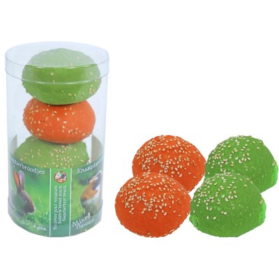 Knaagdiersnack Broodjes Wortel/Klaver 4st Knaagdiersnack Broodjes Wortel/Klaver 4st