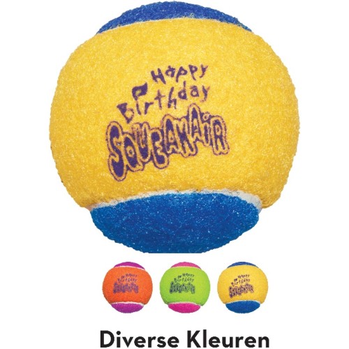 Kong Hond Occasions Birthday Squeakair Tennisballen - 3st