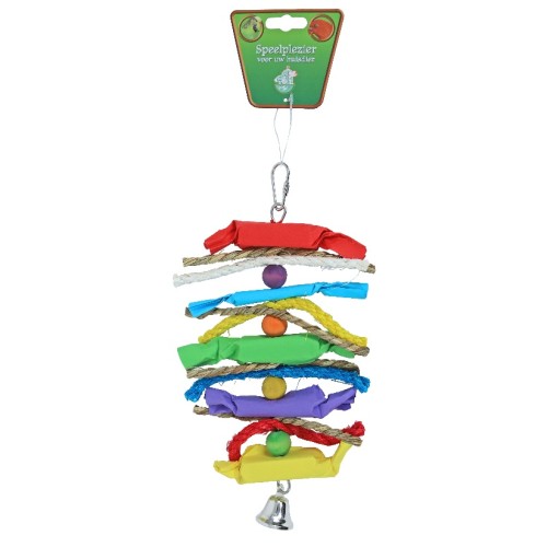 Vogelspeelgoed Ladder Hout/Raffia met Papier - 25cm