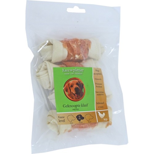 Geknoopt Kluif met Kip 4 stuks - 10 cm