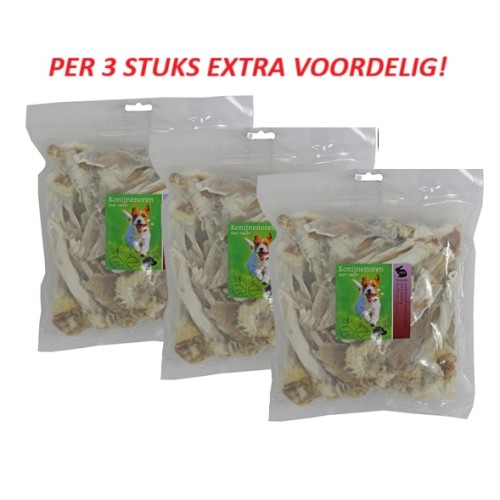 Hondensnack Natuurlijk - Konijnenoren 250gr