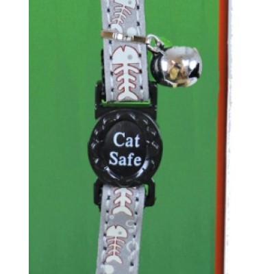 Kattenhalsband PVC Visgraat Reflectie - Grijs