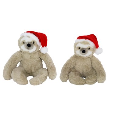 Kerst Hondenspeelgoed Luiaard met Kerstmuts - 32cm