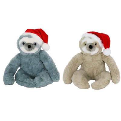 Kerst Hondenspeelgoed Luiaard Kerstmuts - Grijs 40 cm