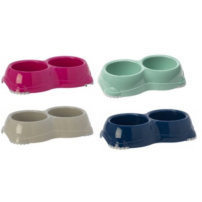 Smarty 1 Plastic Voerbak Dubbel 2x330ml - Blue Berry